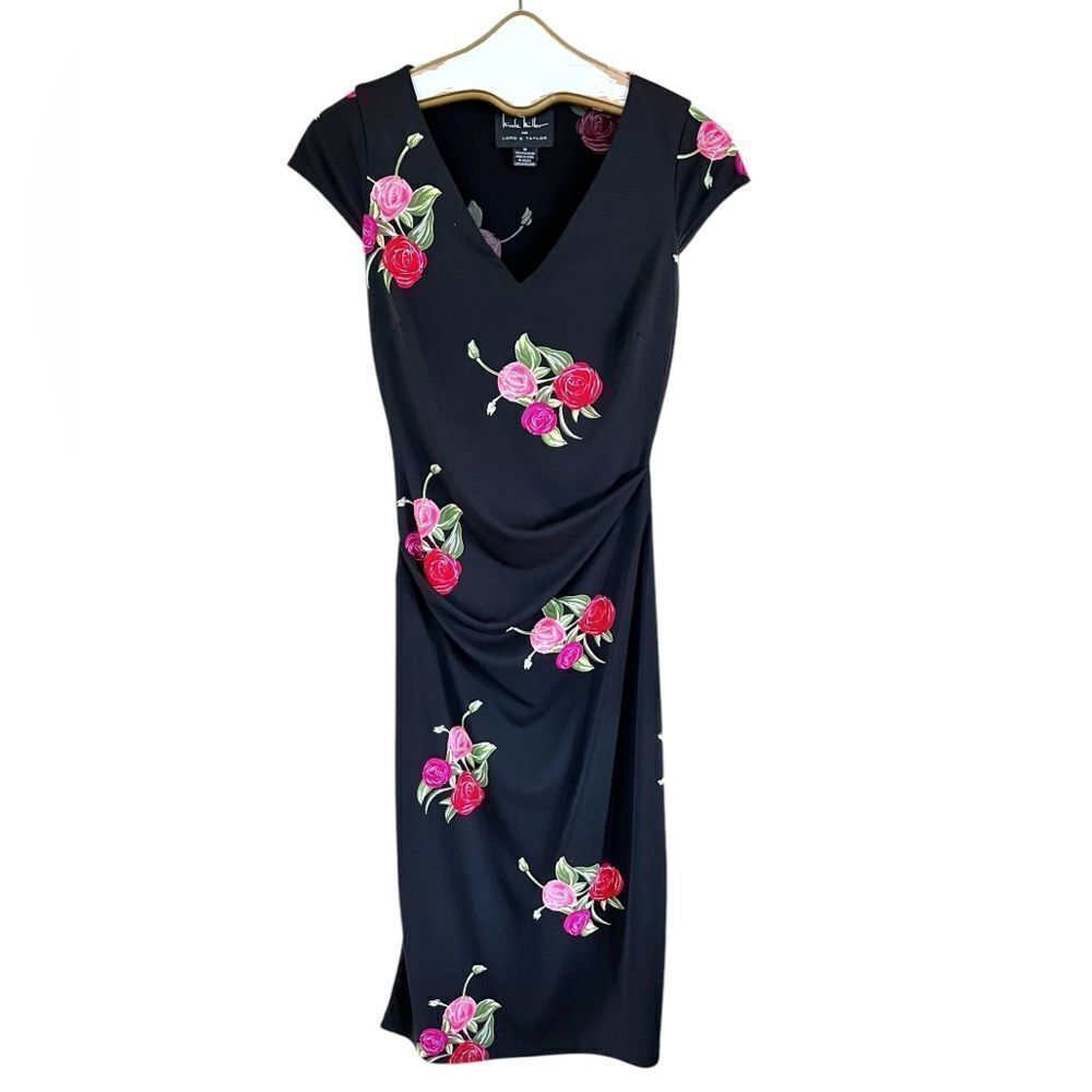 Vintage 90’s Nicole Miller For Lord & Taylor Dark Floral Dress